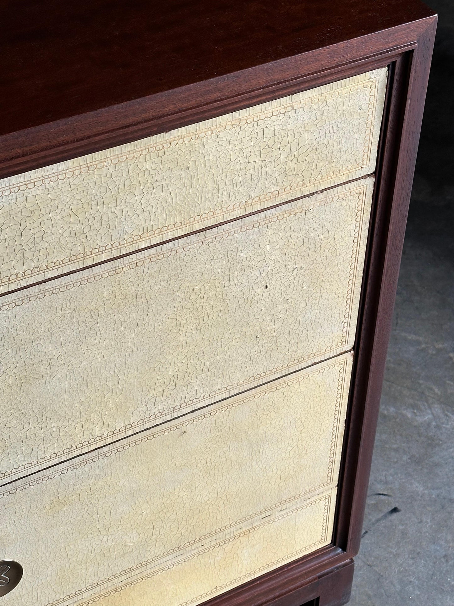 Frisman Vintage Tommi Parzinger Leather Front Chest of Drawers for Charak Modern