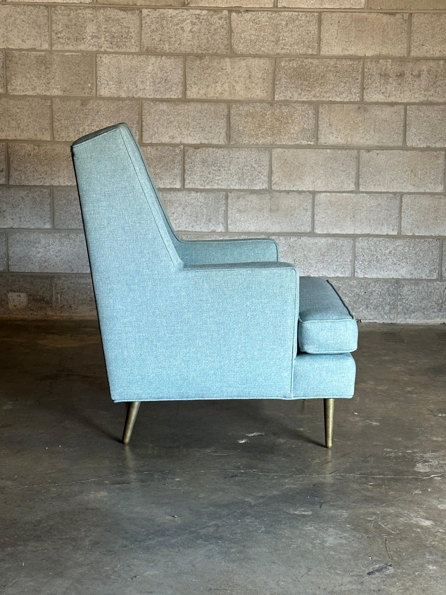 Frisman Vintage Edward Wormley for Dunbar "Tall Man" Lounge Chair With Brass Legs
