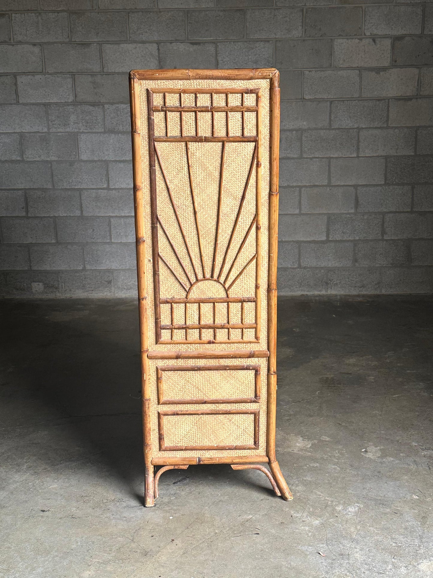 Frisman Vintage Vintage Bamboo and Grass Cloth Dresser / Armoire