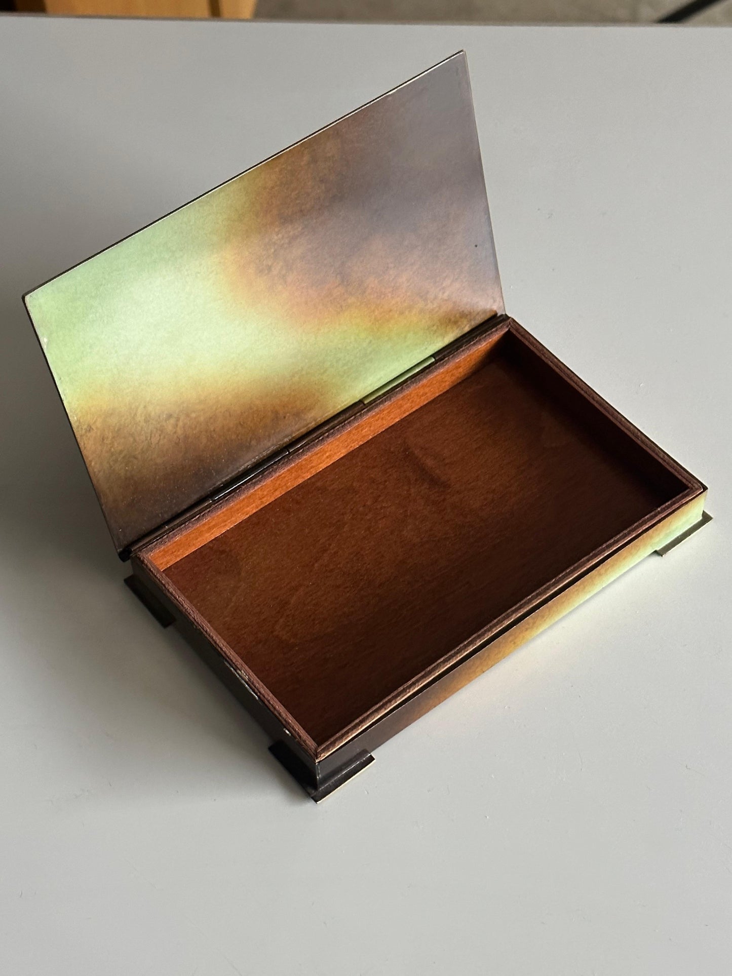 Frisman Vintage Swedish Lidded Box in Bronze & Wood by Bernhard Linder for Metallkonst 1950’s