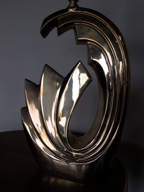 Frisman Vintage A Pair of Unusual Polished Brass Lamps