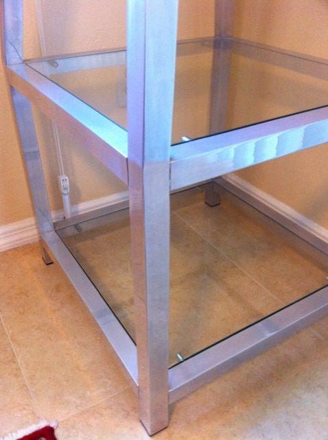 Frisman Vintage Obelisk Etagere In Polished Aluminum