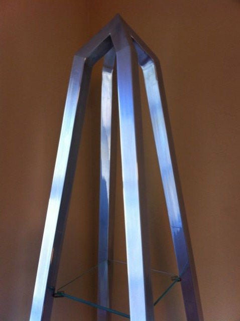 Frisman Vintage Obelisk Etagere In Polished Aluminum
