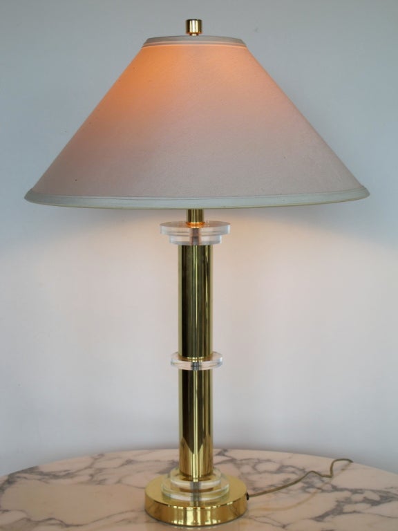 Frisman Vintage A Brass and Lucite Lamp By Frederick Cooper