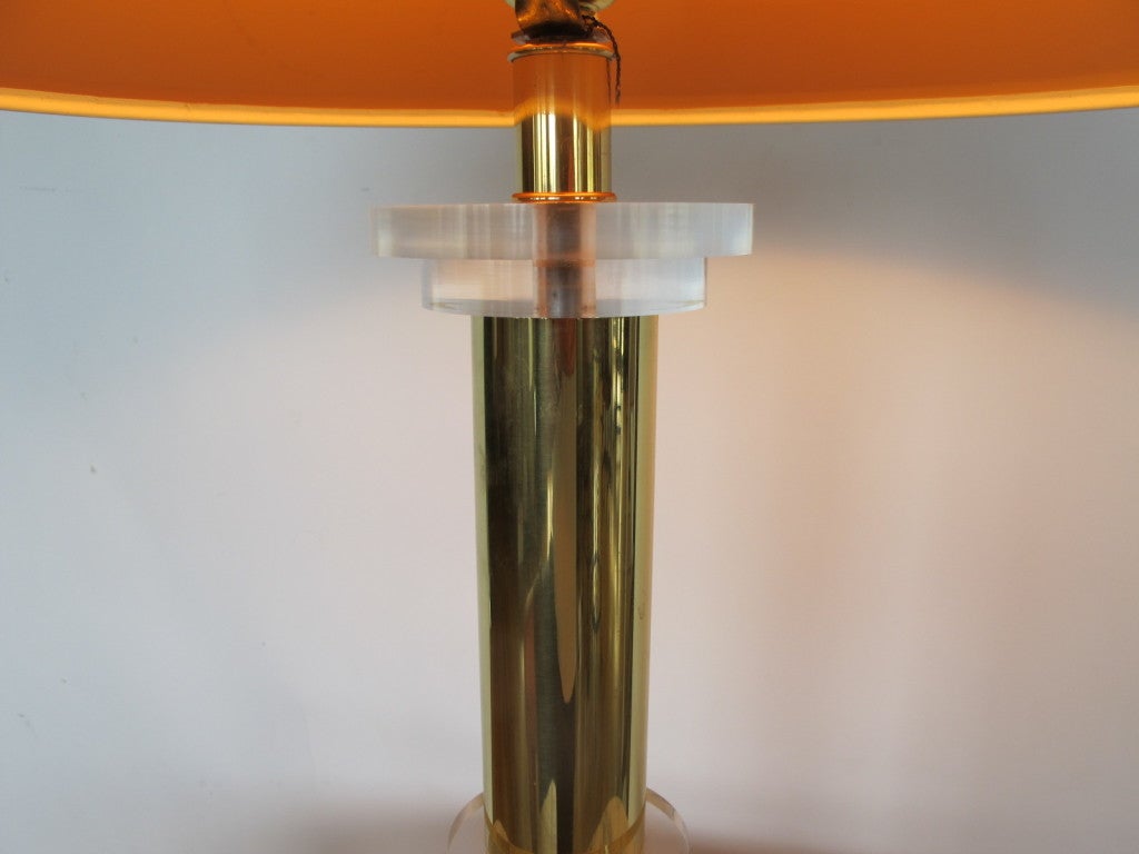 Frisman Vintage A Brass and Lucite Lamp By Frederick Cooper