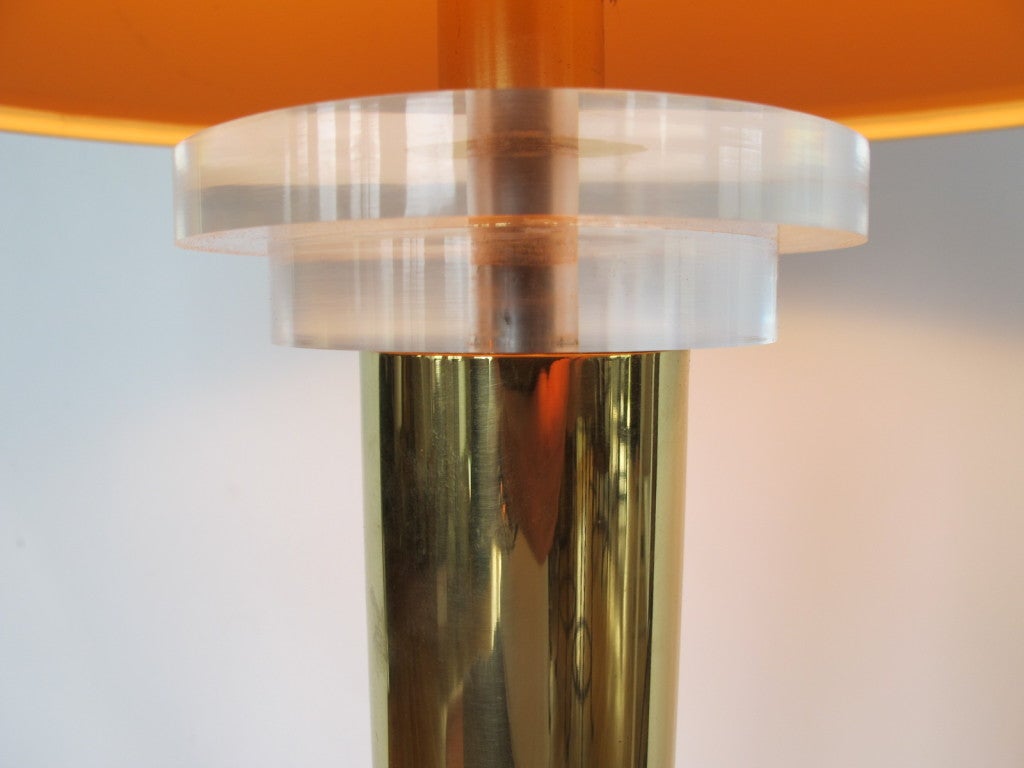 Frisman Vintage A Brass and Lucite Lamp By Frederick Cooper