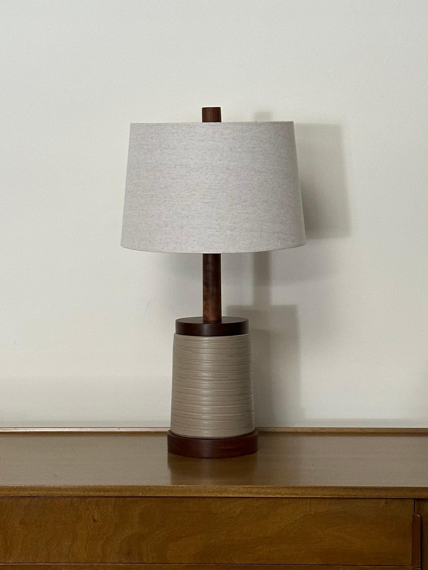 Frisman Vintage Jane and Gordon Martz Ceramic and Walnut Table Lamp