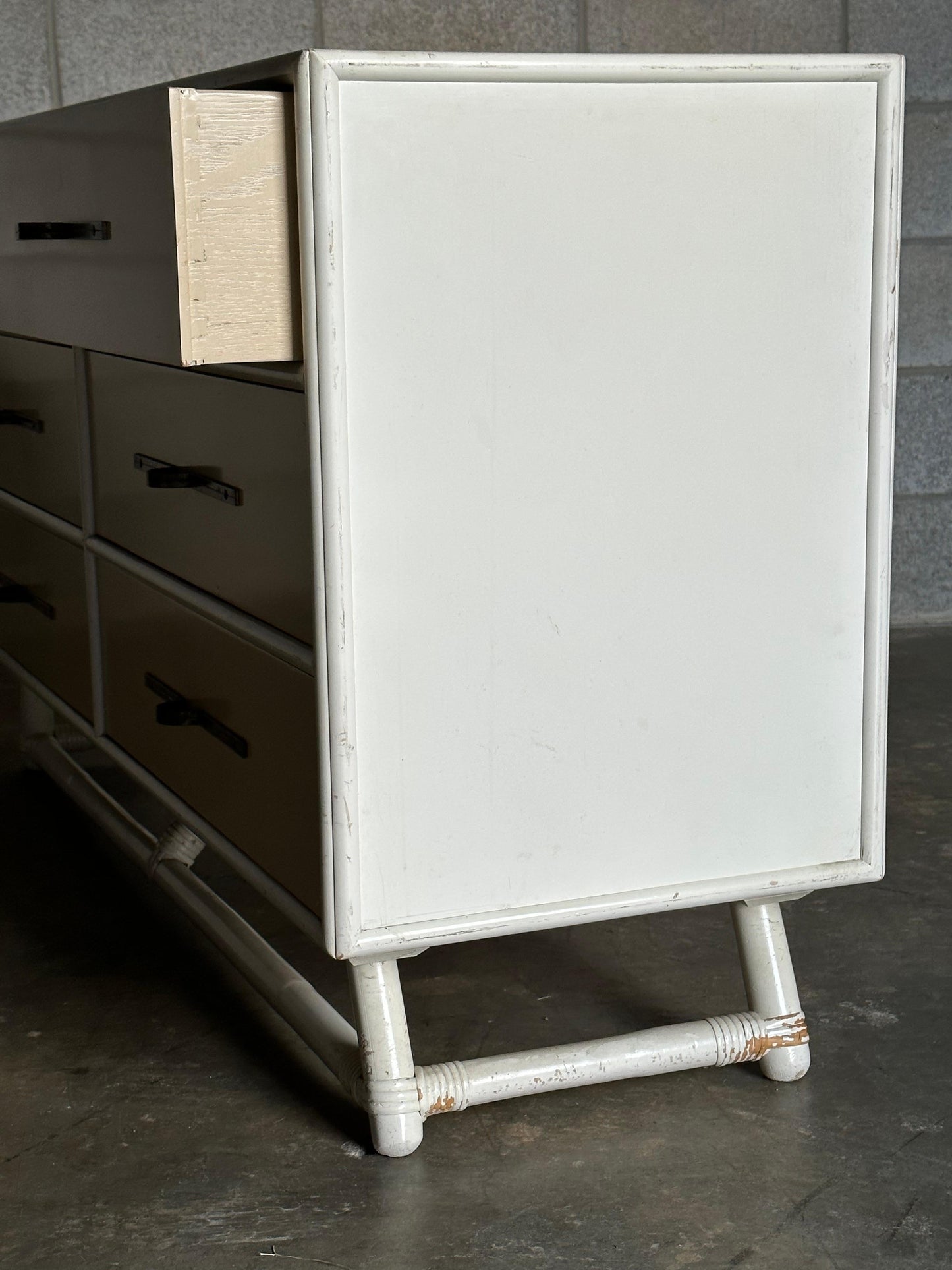 Frisman Vintage Tommi Parzinger Lacquered Dresser With Brass Hardware for Willow and Reed