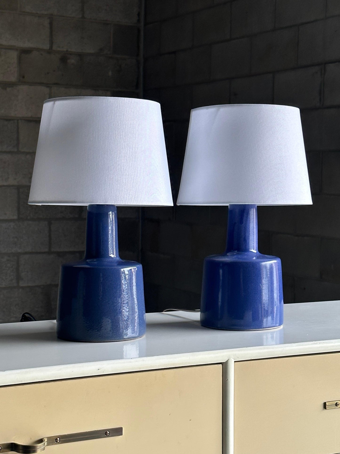 Frisman Vintage Martz Lamps by Jane and Gordon Martz for Marshall Studios, Blue, Ceramic