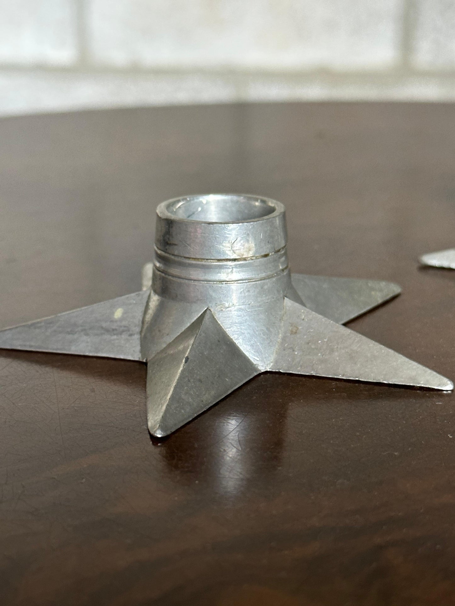 Frisman Vintage Svenskt Tenn Star Shaped Candle Holders in Pewter - a Pair