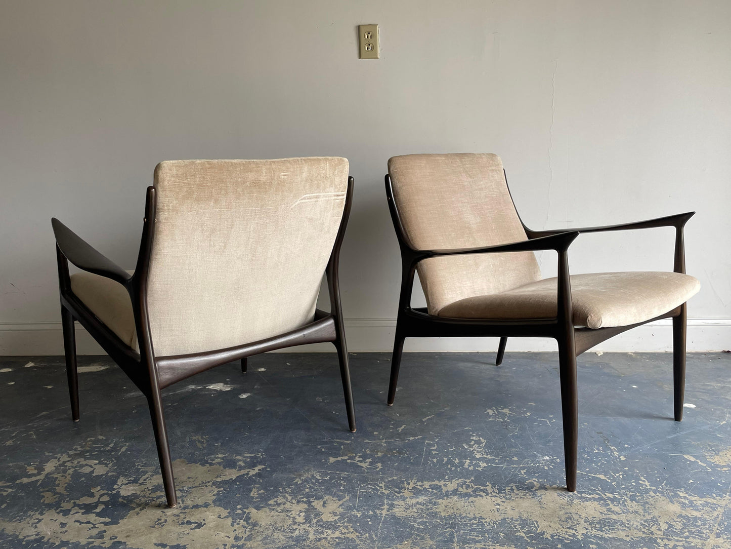 Frisman Vintage Ib Kofod Larsen Sculptural Lounge Chairs