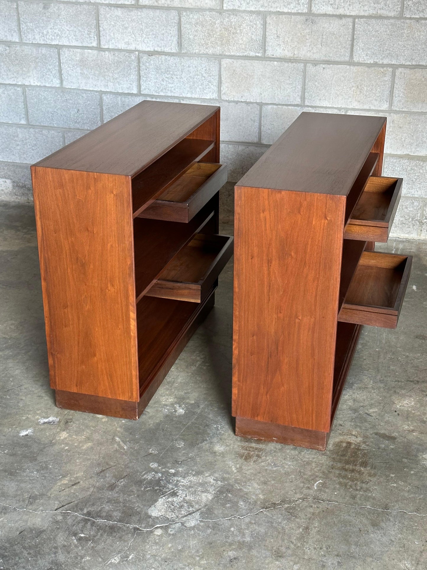 Frisman Vintage Edward Wormley for Dunbar Bookcases With Floating Drawers- a Pair