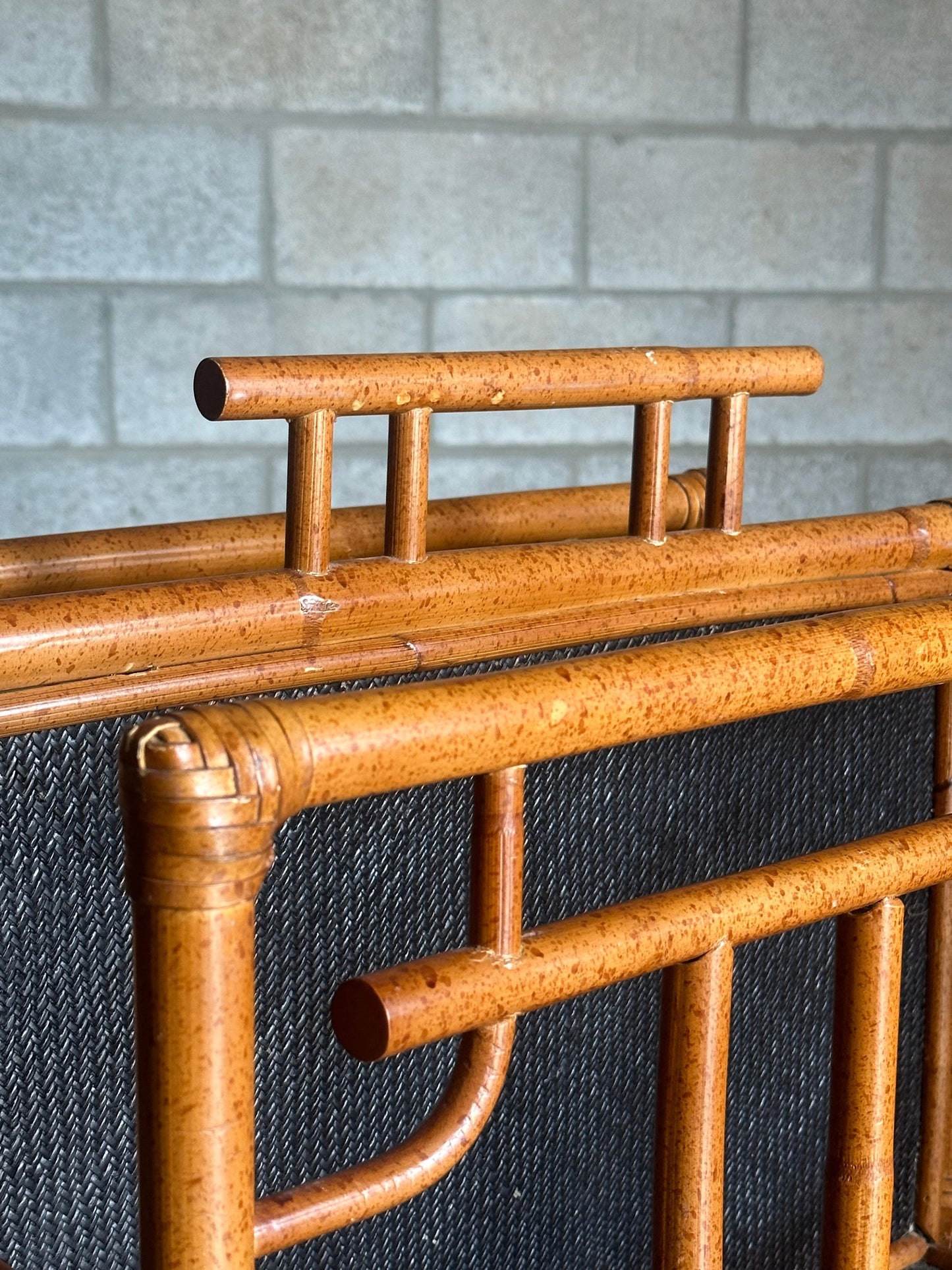 Frisman Vintage Vintage Pagoda British Colonial Style Bamboo and Cane Magazine Racks- a Pair