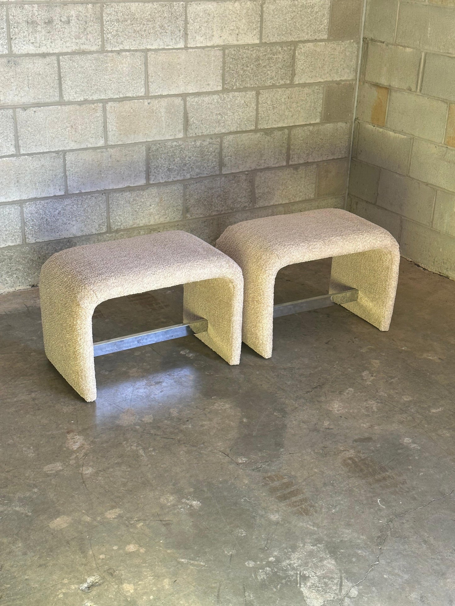 Frisman Vintage Vintage Waterfall Ottomans/ Stools by Thayer Coggin - A Pair