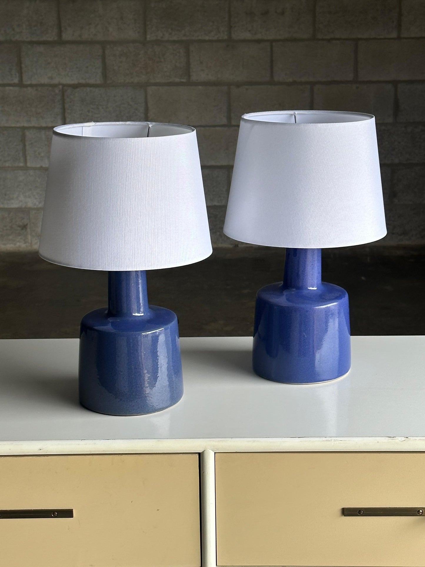 Frisman Vintage Martz Lamps by Jane and Gordon Martz for Marshall Studios, Blue, Ceramic