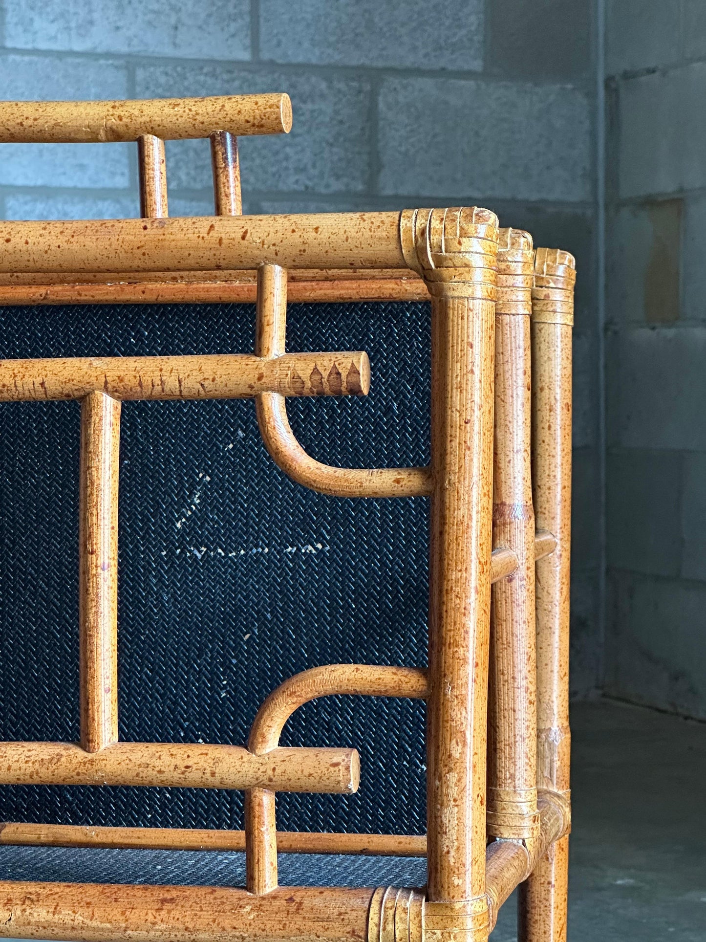 Frisman Vintage Vintage Pagoda British Colonial Style Bamboo and Cane Magazine Racks- a Pair