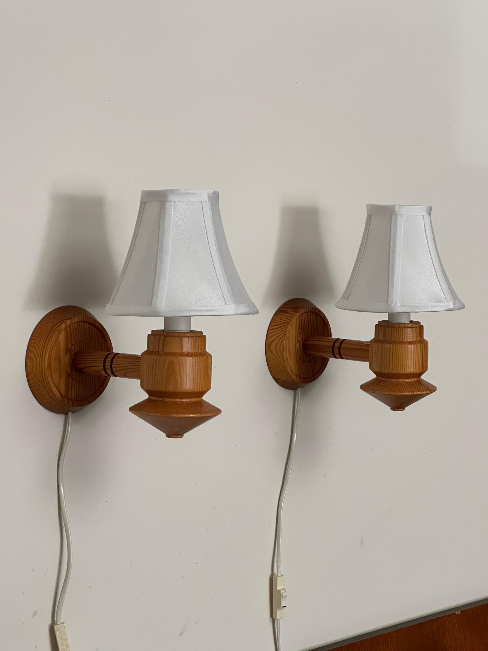 Frisman Vintage 1970s Swedish Pine Wall Lights/ Sconces