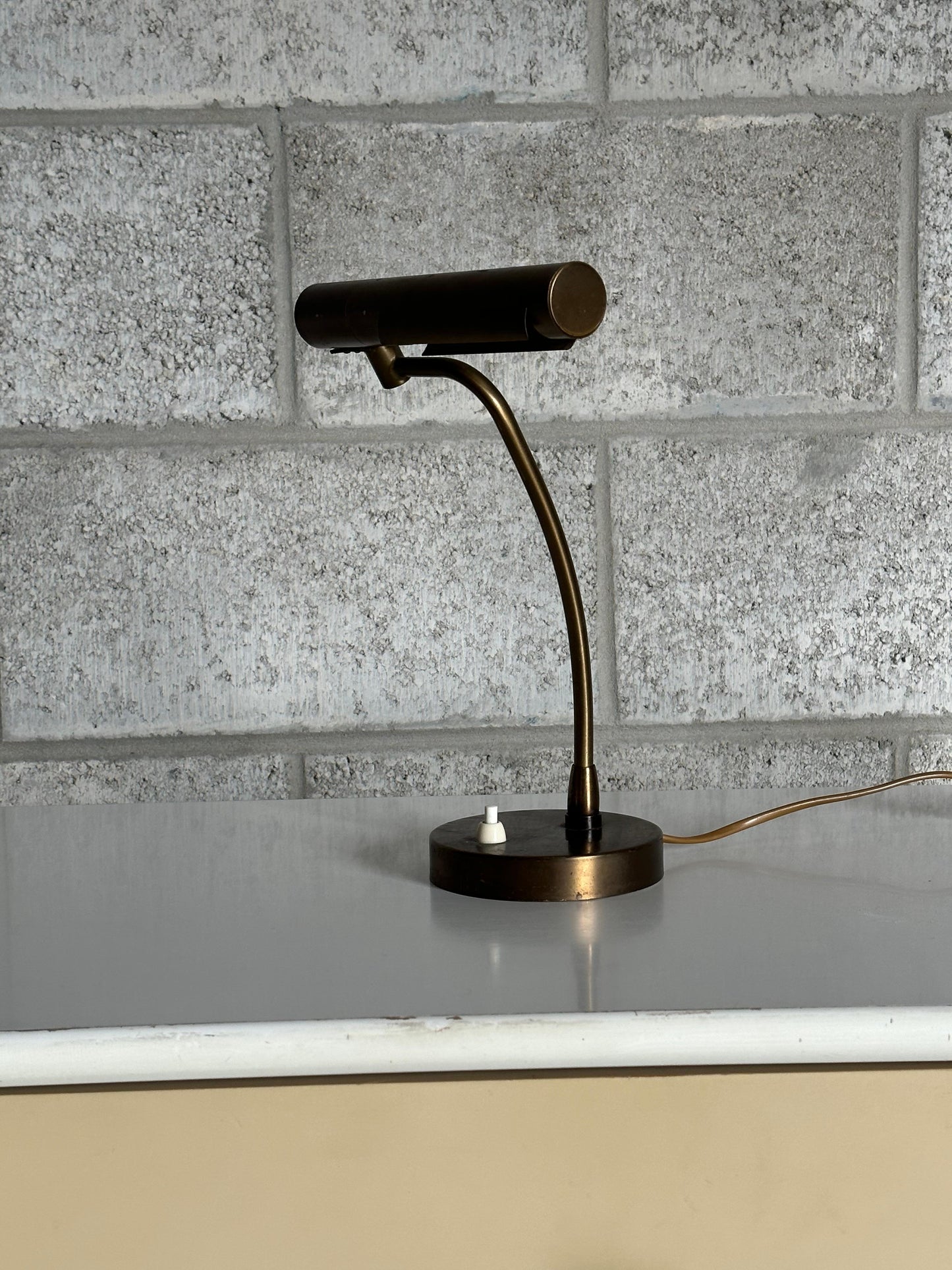 Frisman Vintage 1940s Swedish Modern Brass Desk or Banker/ Table Lamp by Asea