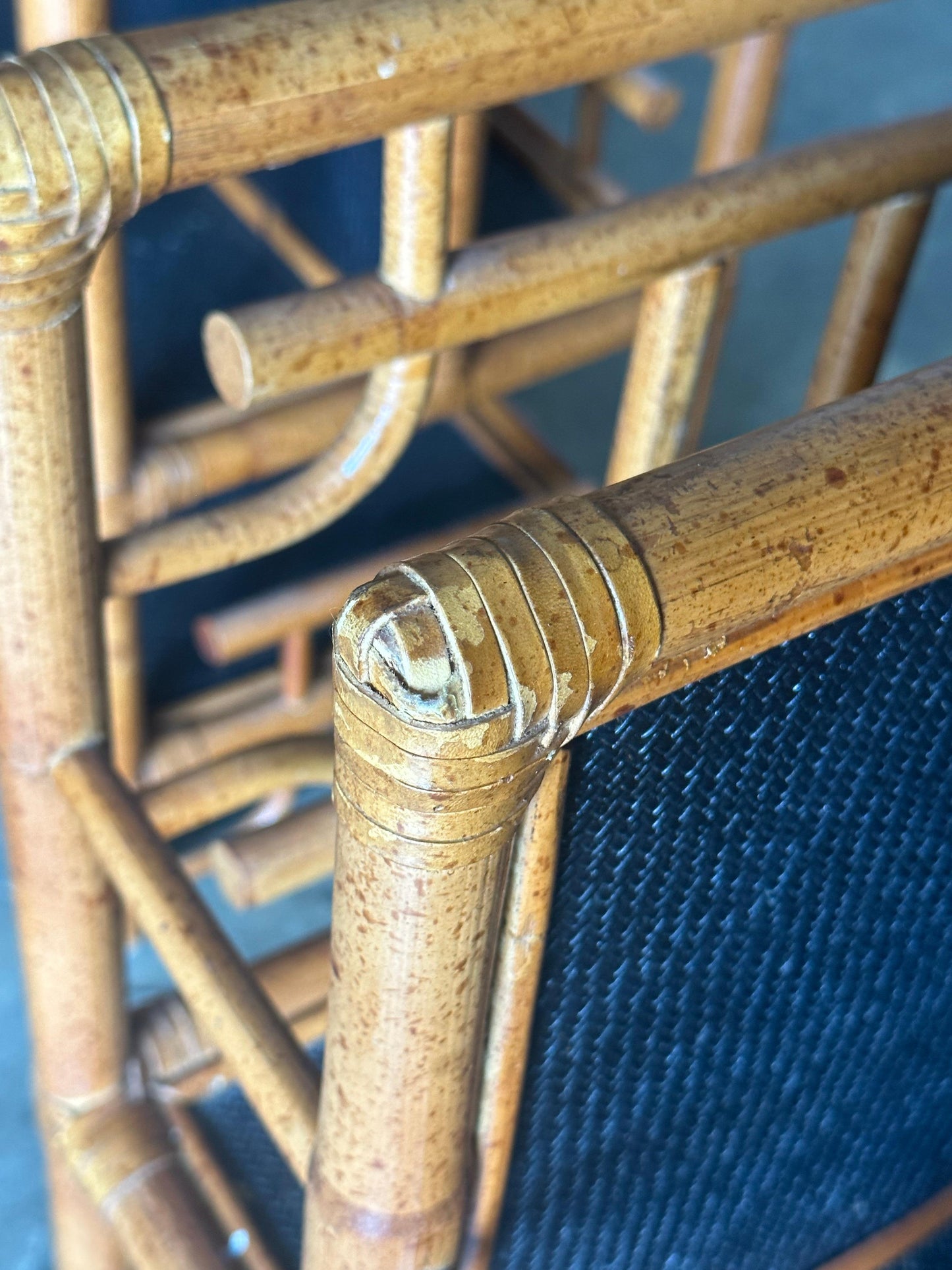 Frisman Vintage Vintage Pagoda British Colonial Style Bamboo and Cane Magazine Racks- a Pair