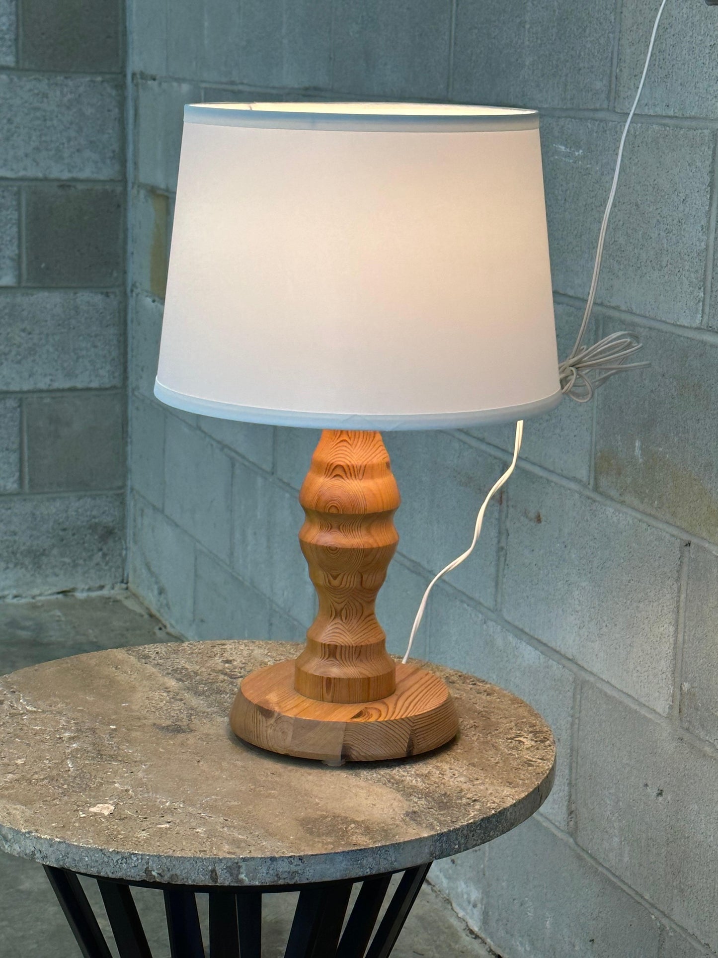 Frisman Vintage Swedish Modernist Pine Turned Table Lamp