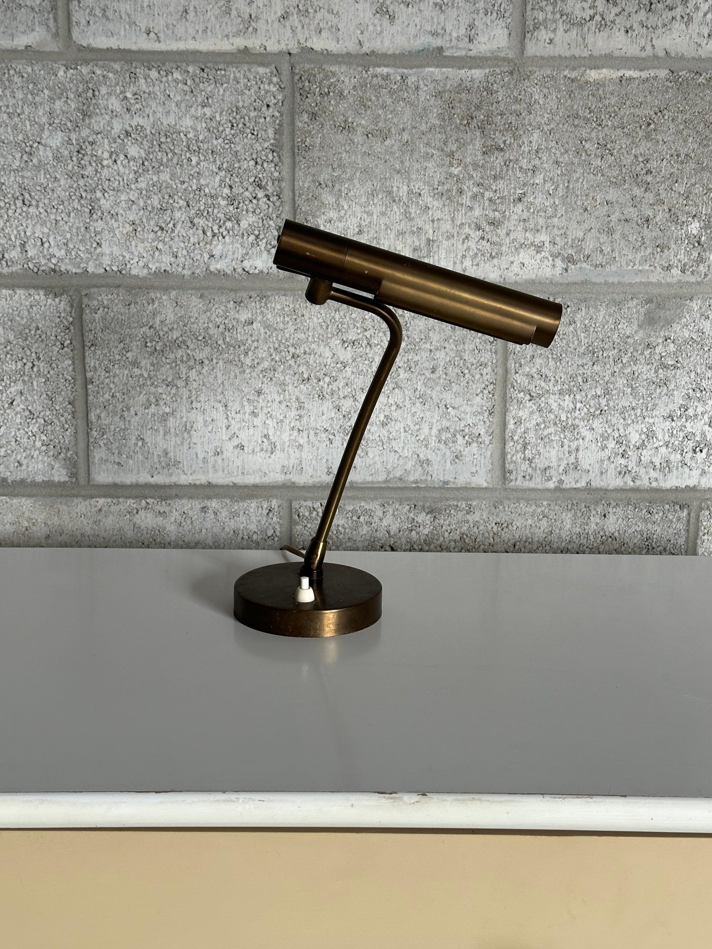 Frisman Vintage 1940s Swedish Modern Brass Desk or Banker/ Table Lamp by Asea