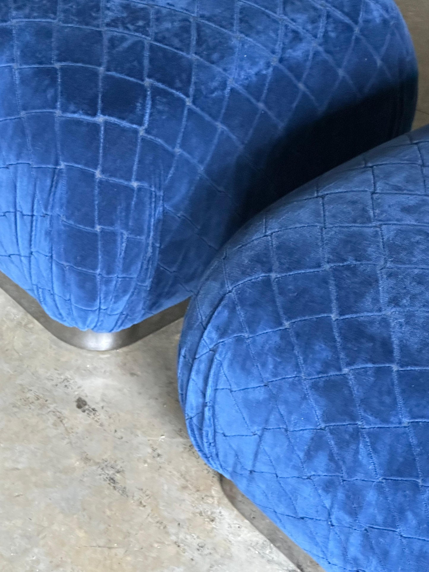 Frisman Vintage Pair of Weiman “Soufflé” Poufs/ Ottomans, Manner of Karl Springer