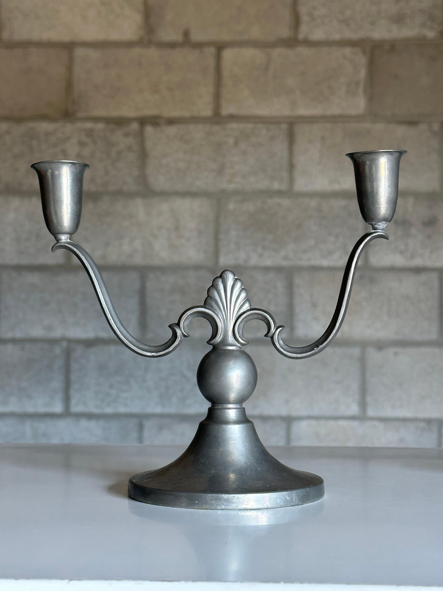 Frisman Vintage Swedish Grace Candelabras by Firma Svenskt Tenn in Pewter- a Pair