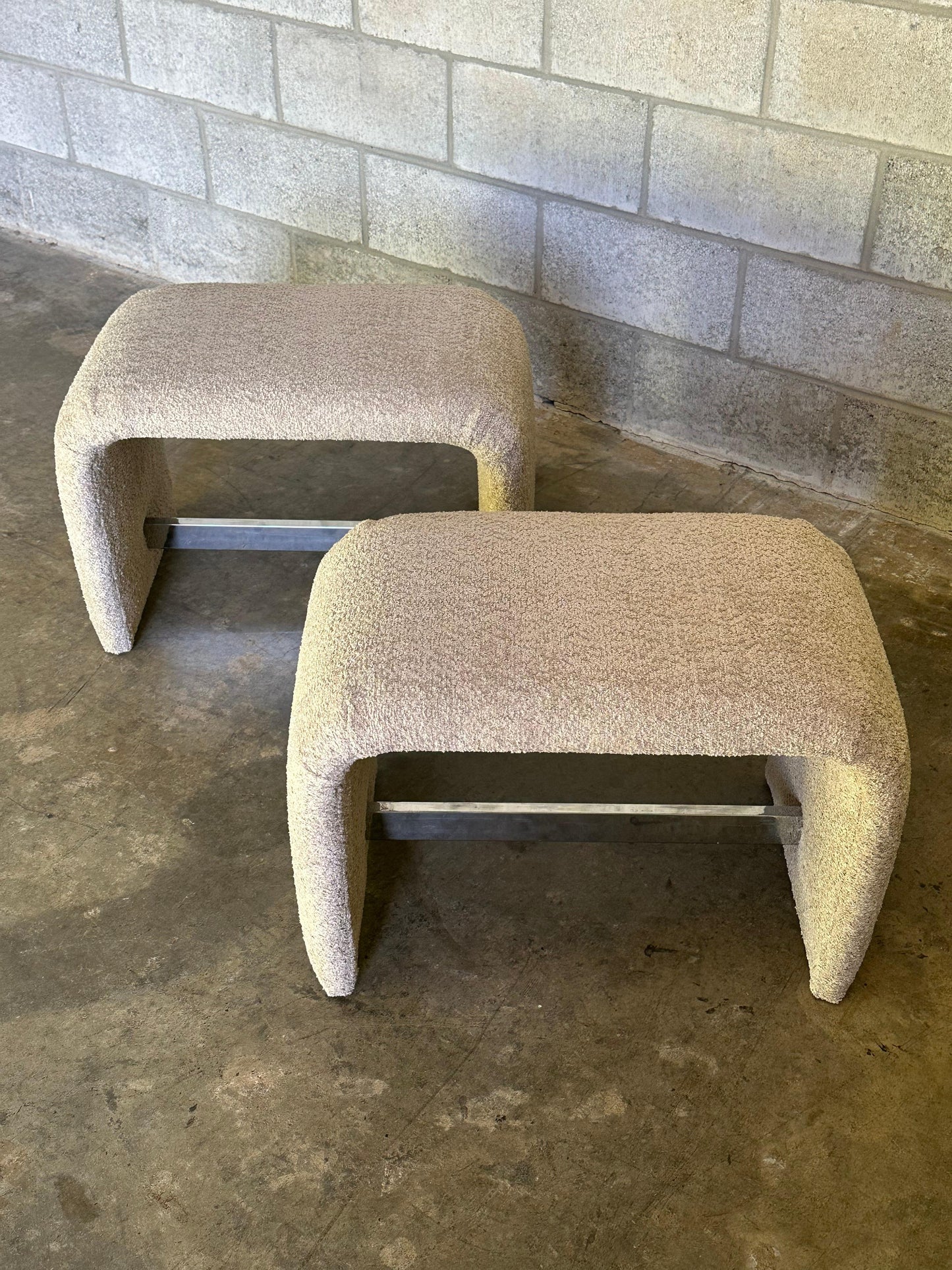 Frisman Vintage Vintage Waterfall Ottomans/ Stools by Thayer Coggin - A Pair