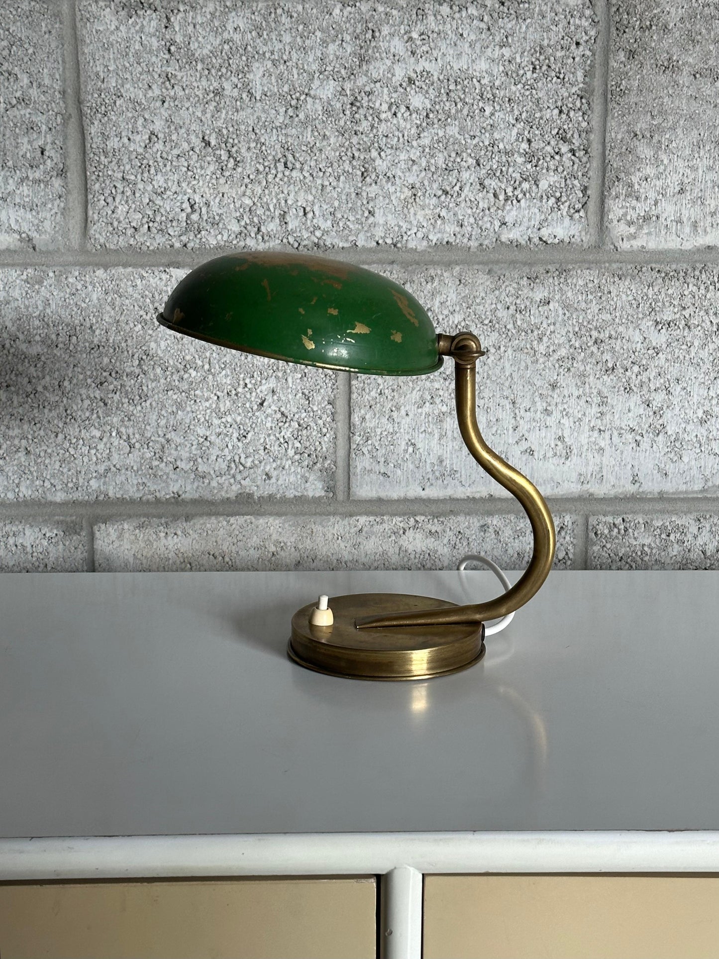 Frisman Vintage 1940s Swedish Modern Organic Wall/ Table Lamp by Asea, Brass and Paint
