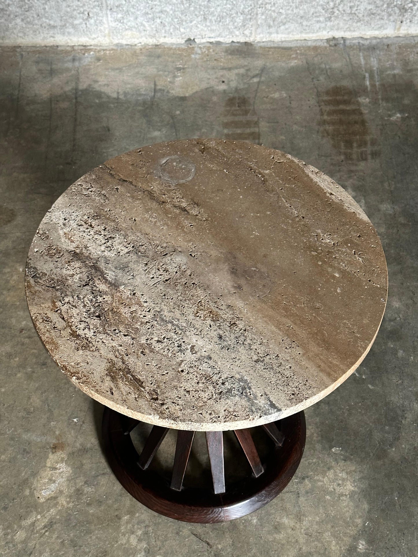 Frisman Vintage Edward Wormley for Dunbar Sheaf of Wheat Tables, Travertine and Ash
