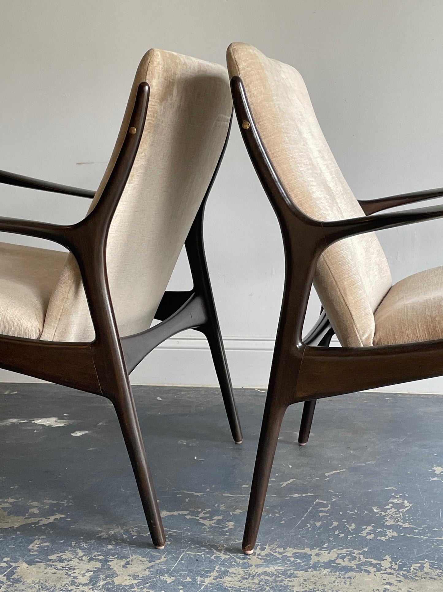 Frisman Vintage Ib Kofod Larsen Sculptural Lounge Chairs