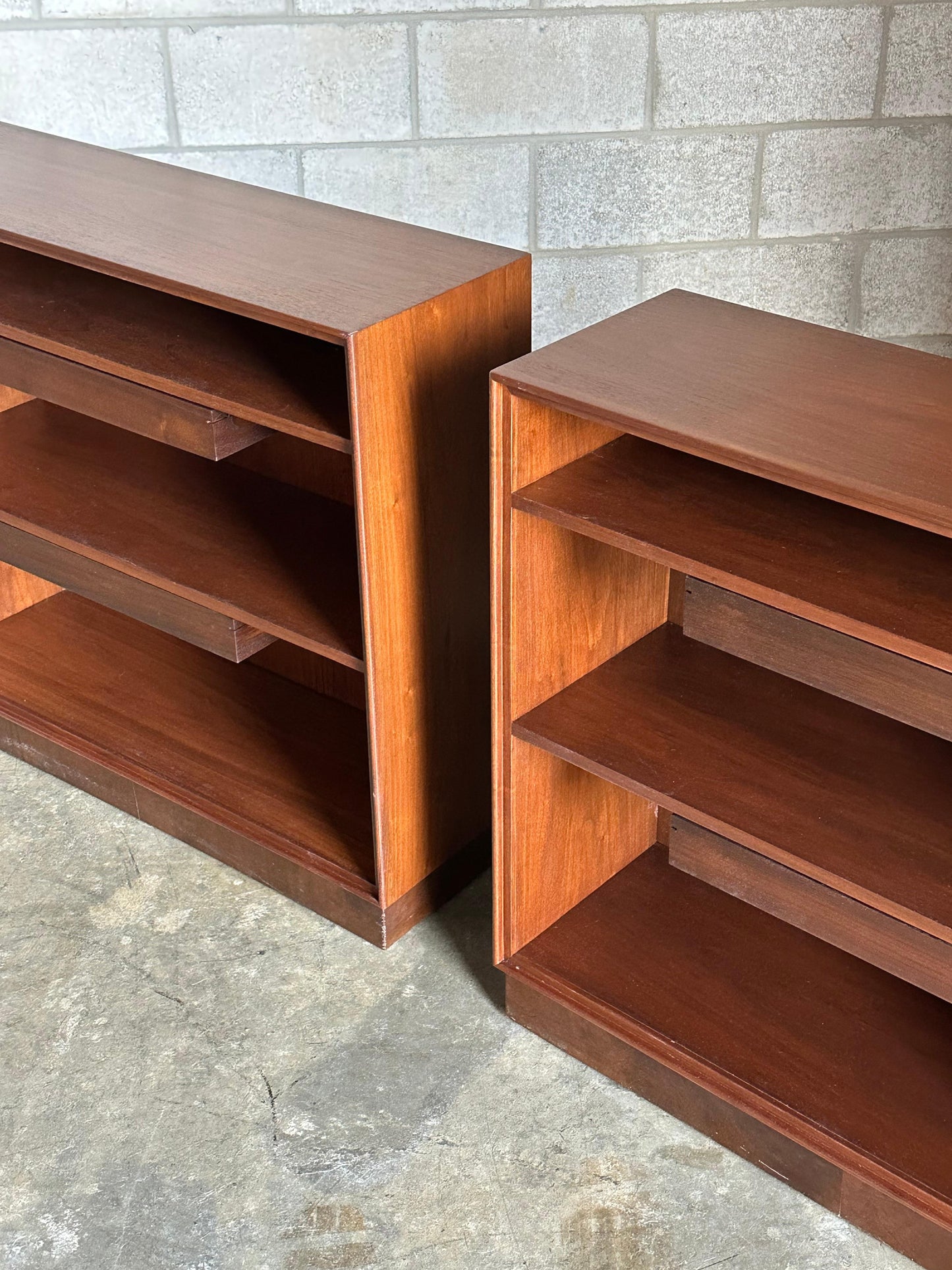 Frisman Vintage Edward Wormley for Dunbar Bookcases With Floating Drawers- a Pair