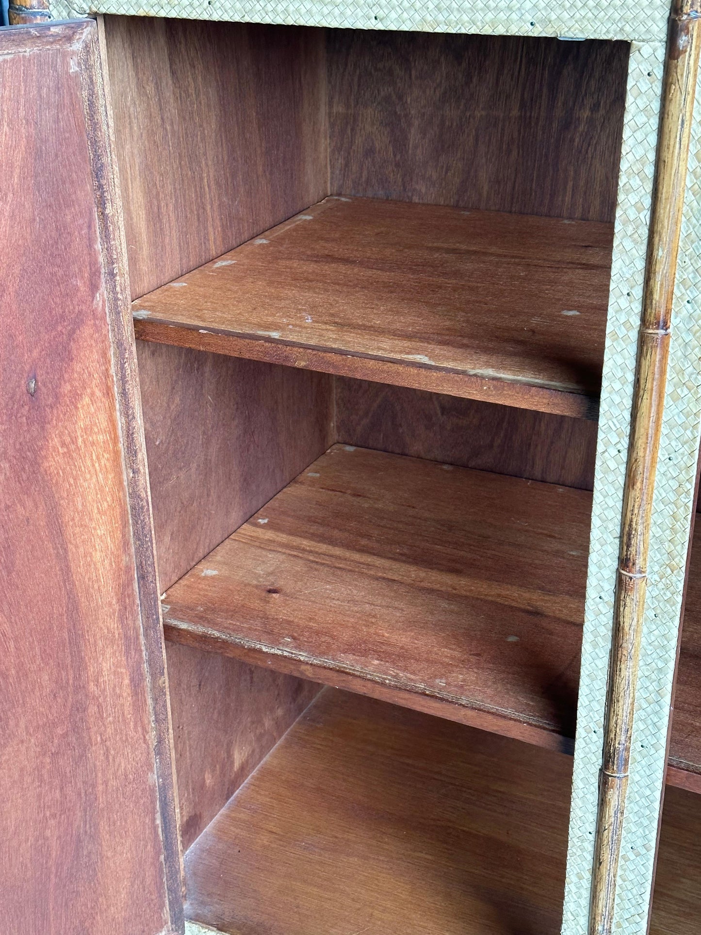 Frisman Vintage Vintage Bamboo and Grass Cloth Dresser / Armoire