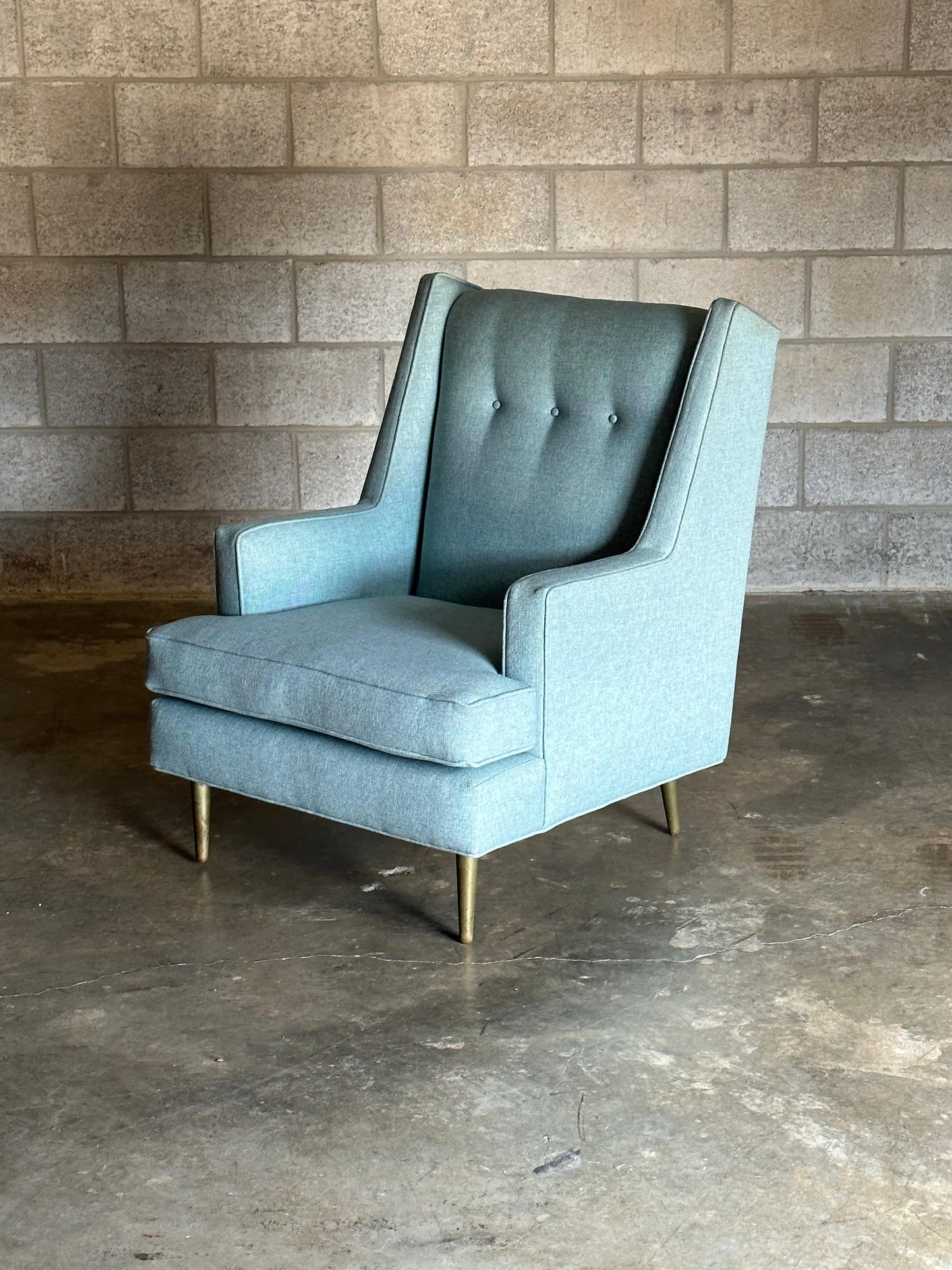 Frisman Vintage Edward Wormley for Dunbar "Tall Man" Lounge Chair With Brass Legs