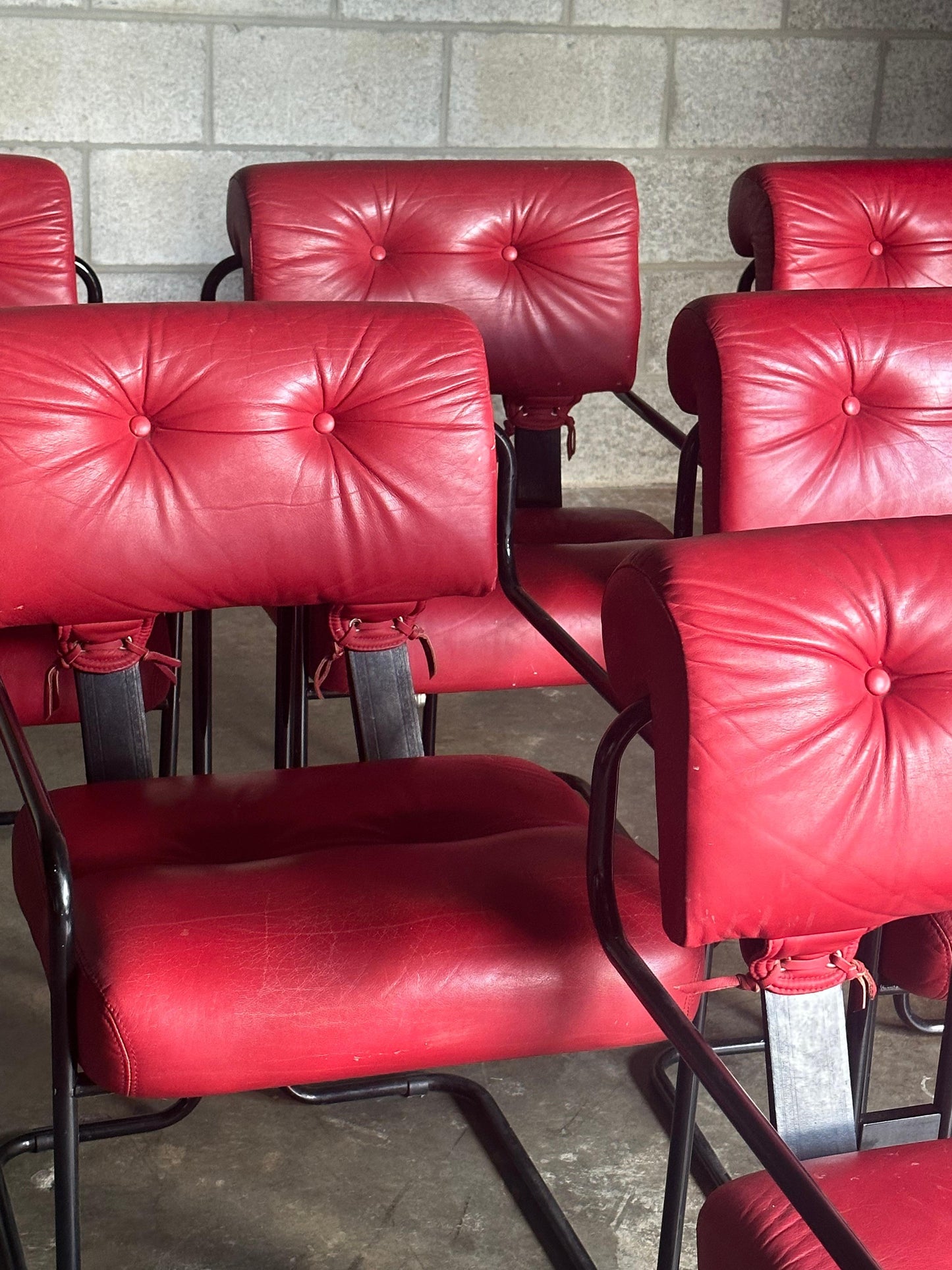 Frisman Vintage Tucroma Chairs by Guido Faleschini for I4 Mariani, Red Leather- Set of 6