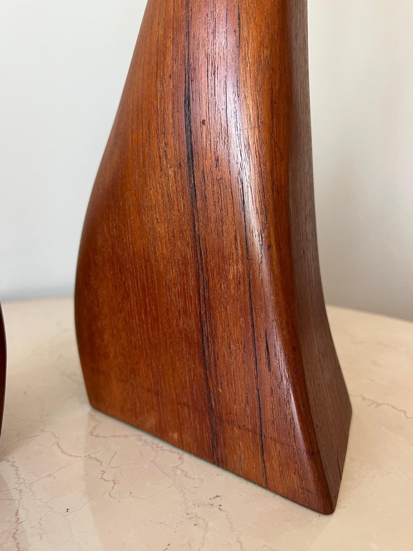 Frisman Vintage Beautiful Pair of Danish Modern Biomorphic Teak Lamps by Johannes Aasbjerg