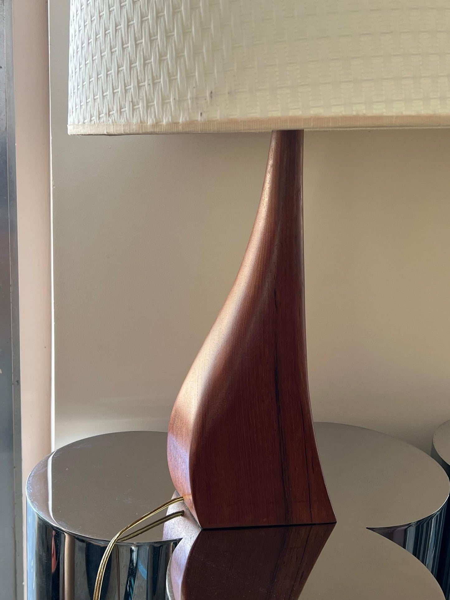 Frisman Vintage Beautiful Pair of Danish Modern Biomorphic Teak Lamps by Johannes Aasbjerg