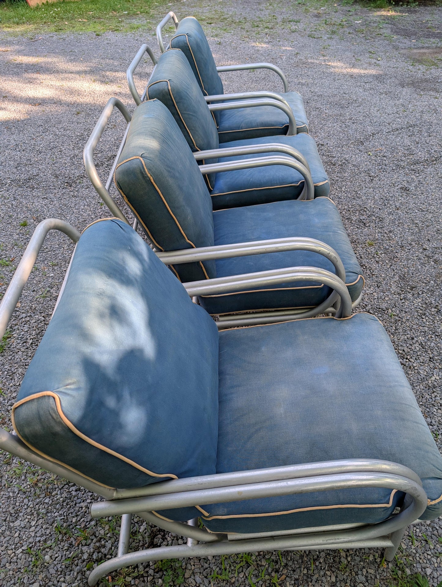 Frisman Vintage A Set Of Four Modernist Armchairs ca' 1950's Aluminum For Patio/Garden