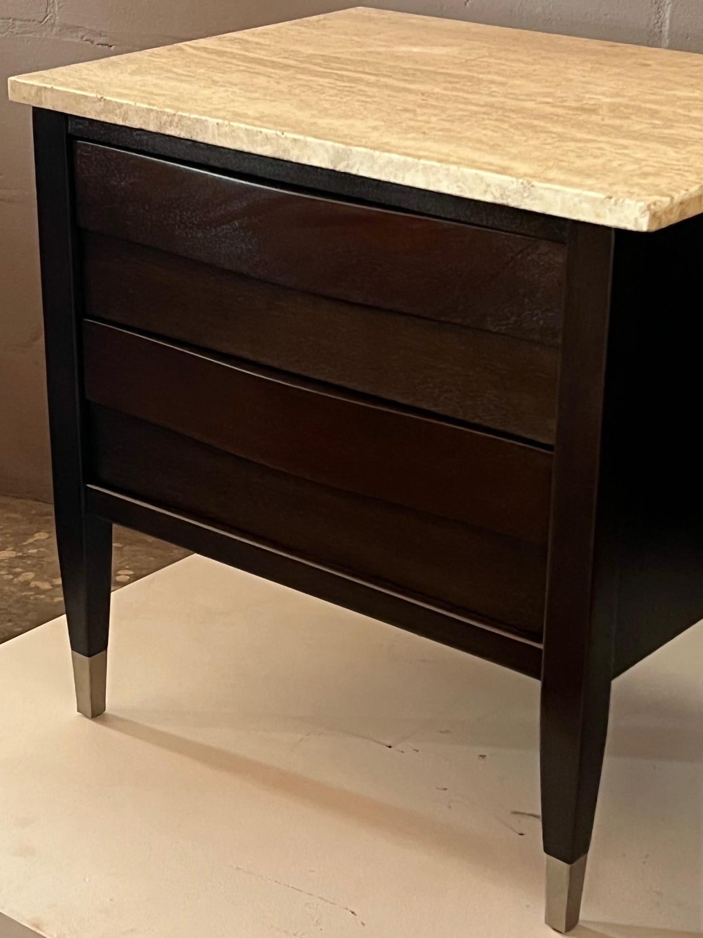 Frisman Vintage Elegant Night Stands by American of Martinsville with Bowed Fronts