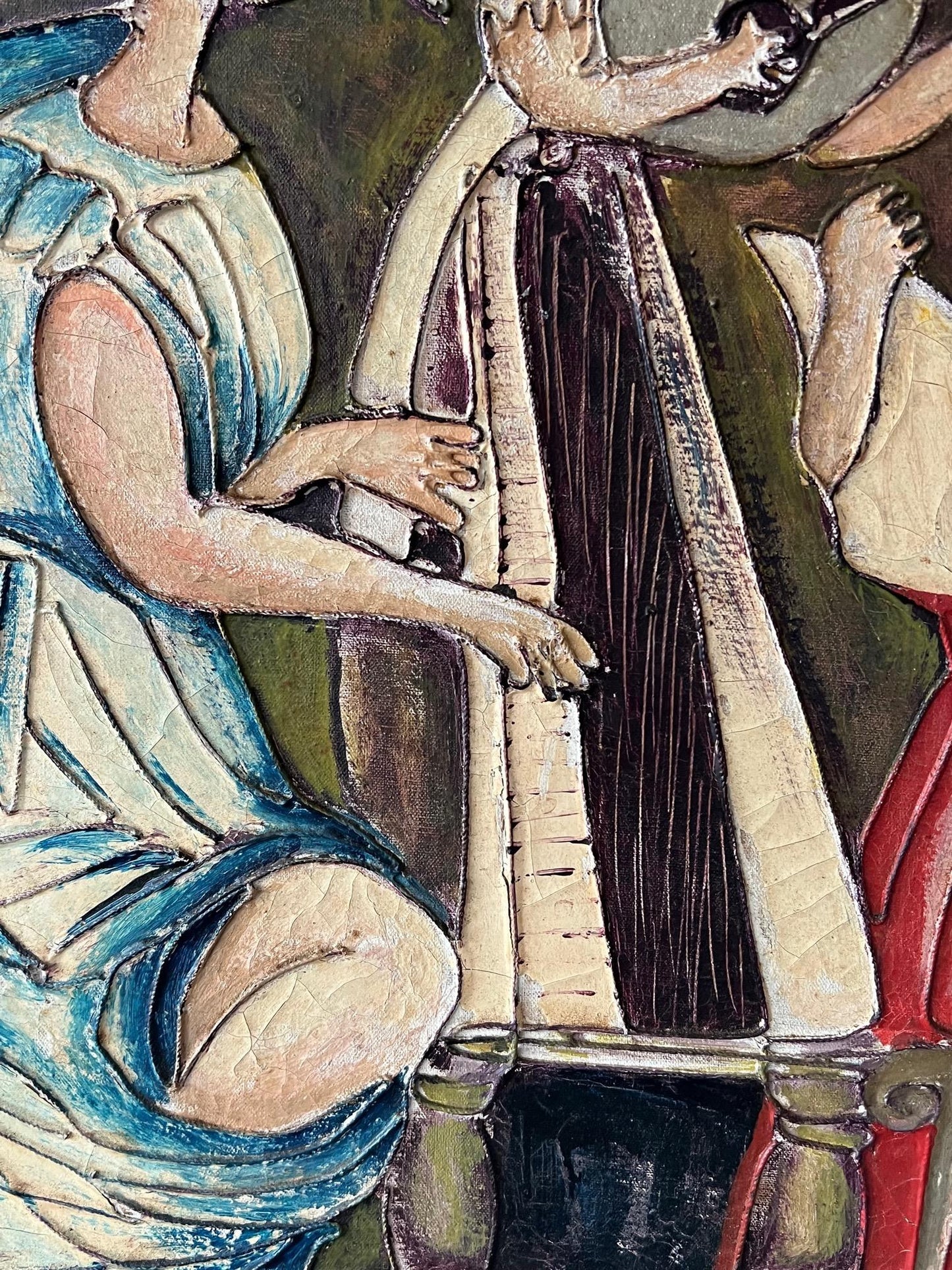 Frisman Vintage Charming Painting by A.Ochoar "Concierto" 1973