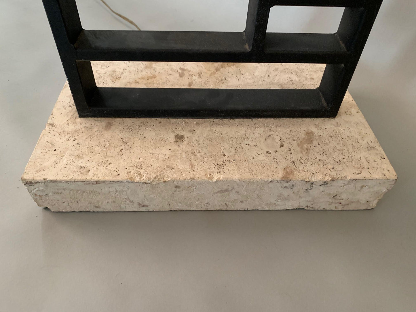 Frisman Vintage Pair of Unusual Architectural Lamps with Travertine Bases