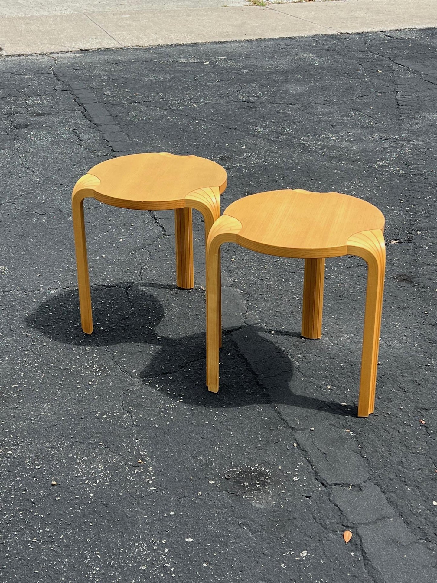 Frisman Vintage A Pair Of Classic Alvar Aalto Fan Leg Stools ca' 1970's