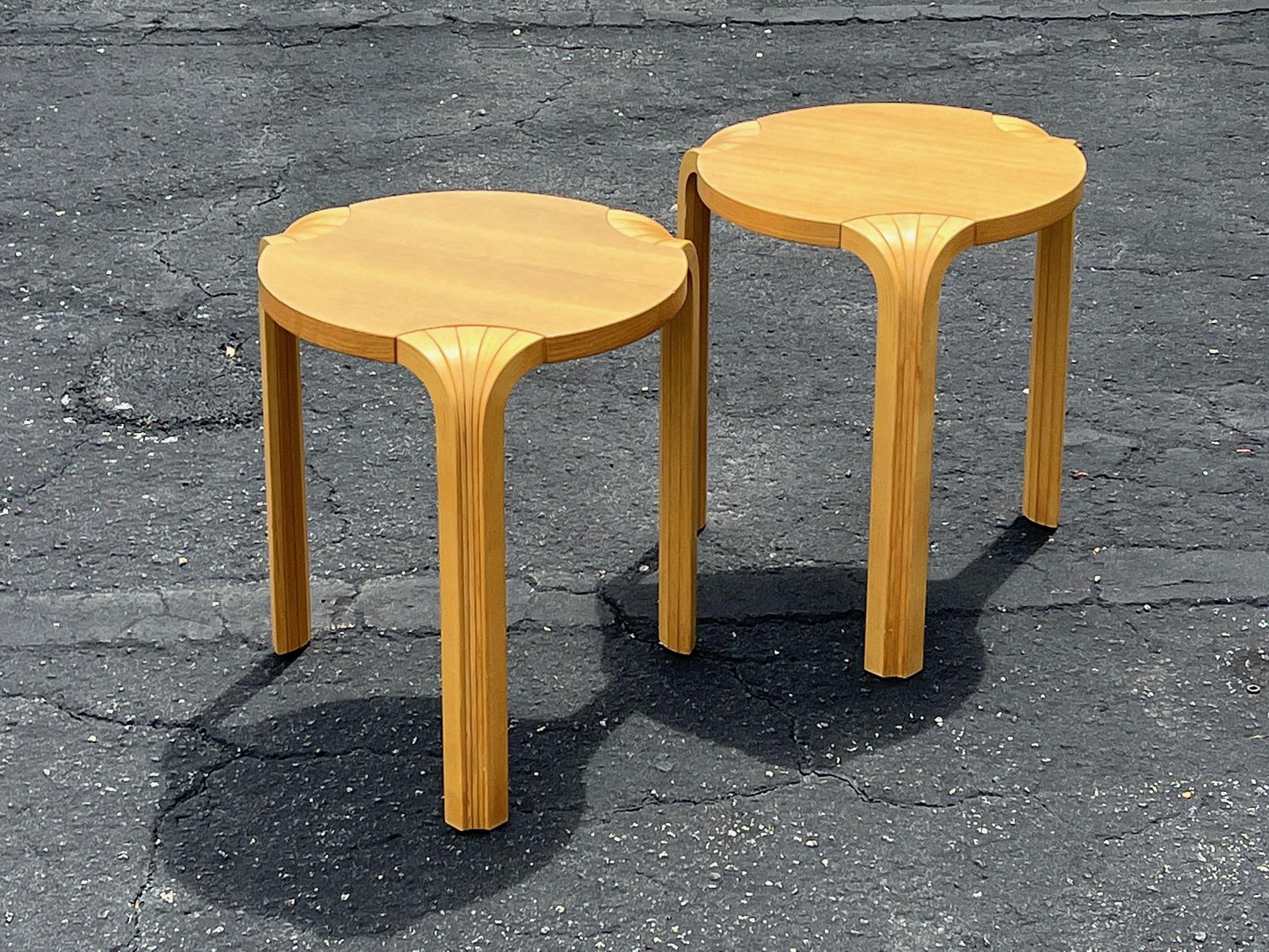 Frisman Vintage A Pair Of Classic Alvar Aalto Fan Leg Stools ca' 1970's