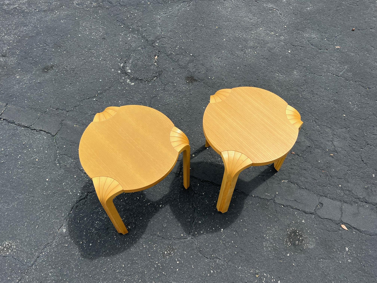 Frisman Vintage A Pair Of Classic Alvar Aalto Fan Leg Stools ca' 1970's