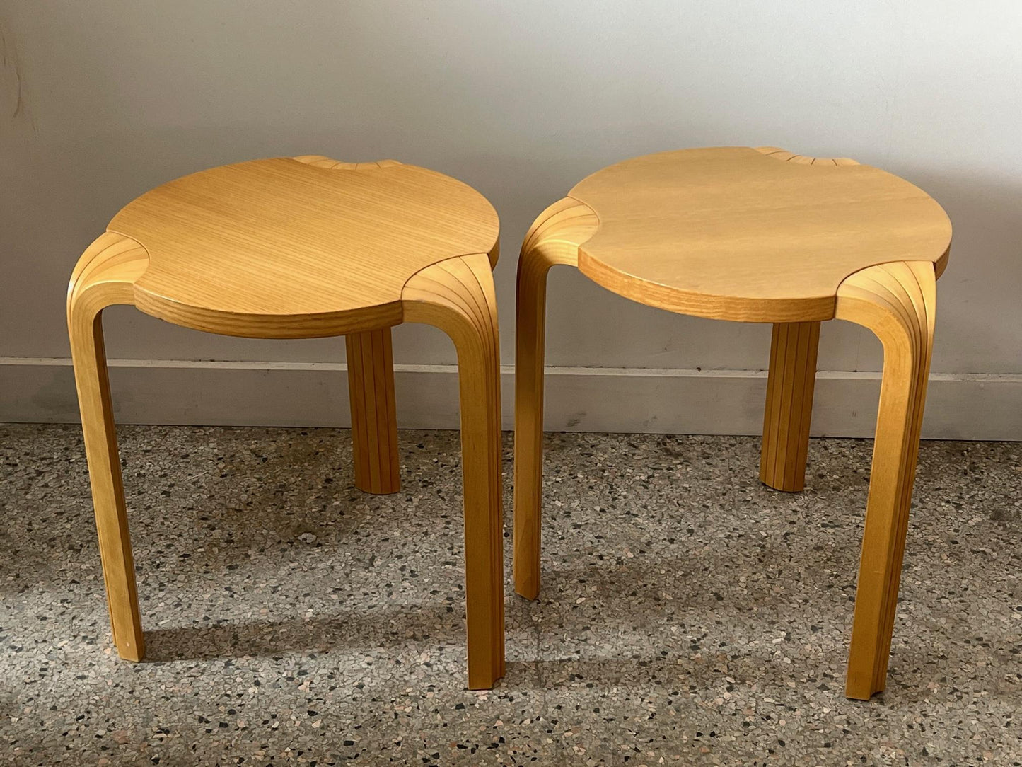 Frisman Vintage A Pair Of Classic Alvar Aalto Fan Leg Stools ca' 1970's