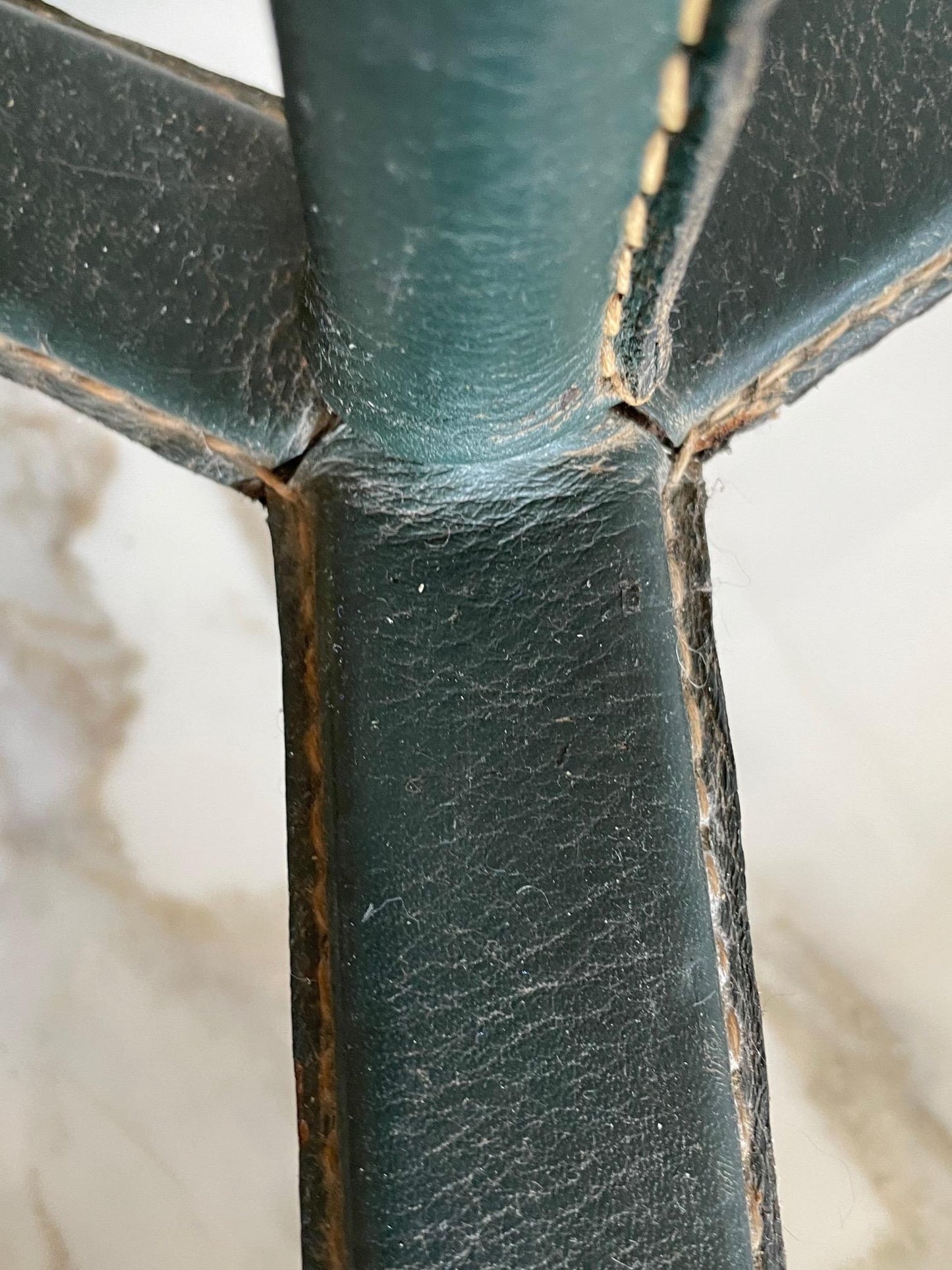Frisman Vintage A Jacques Adnet Floorlamp in Original Green Leather