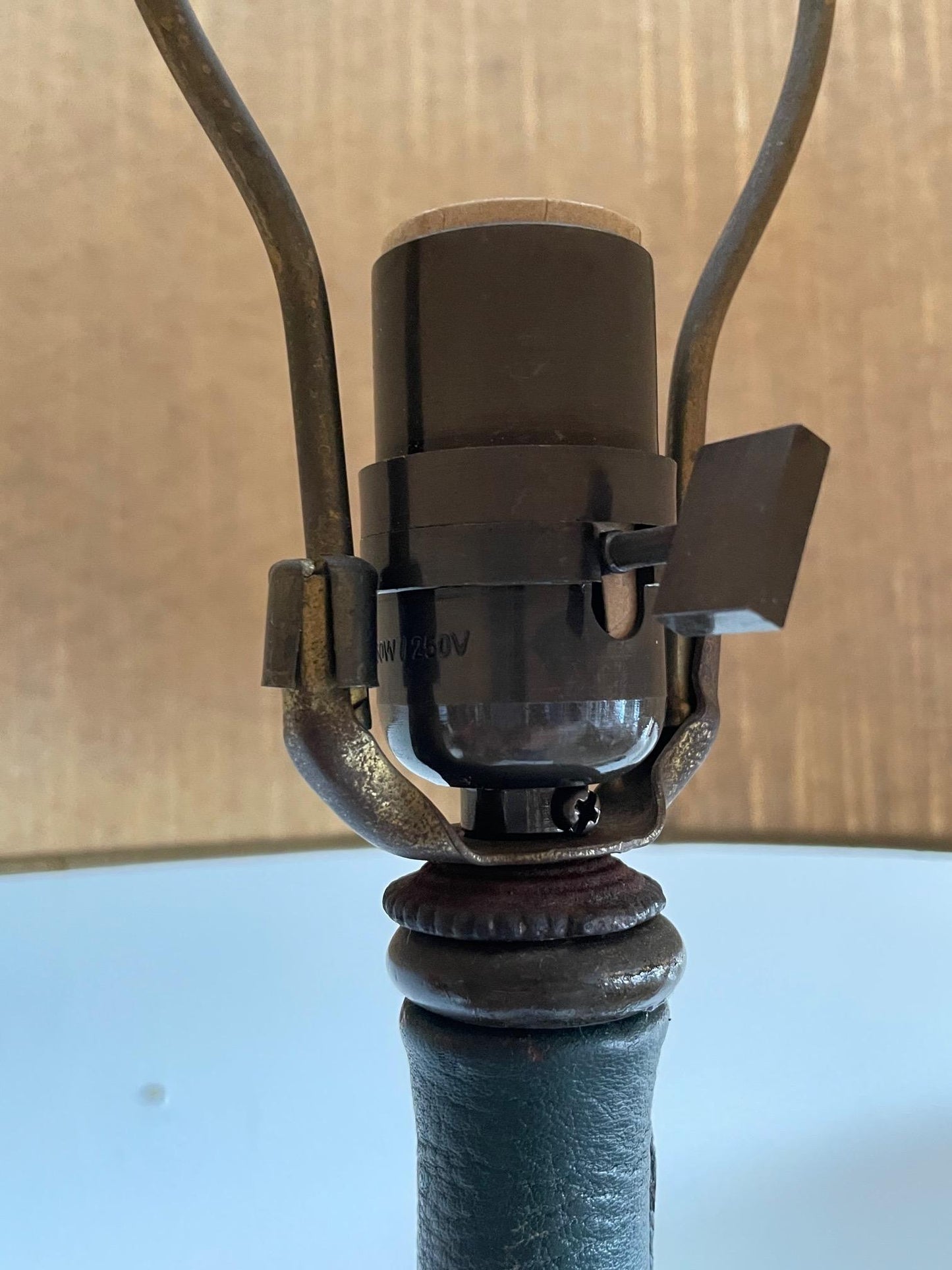 Frisman Vintage A Jacques Adnet Floorlamp in Original Green Leather