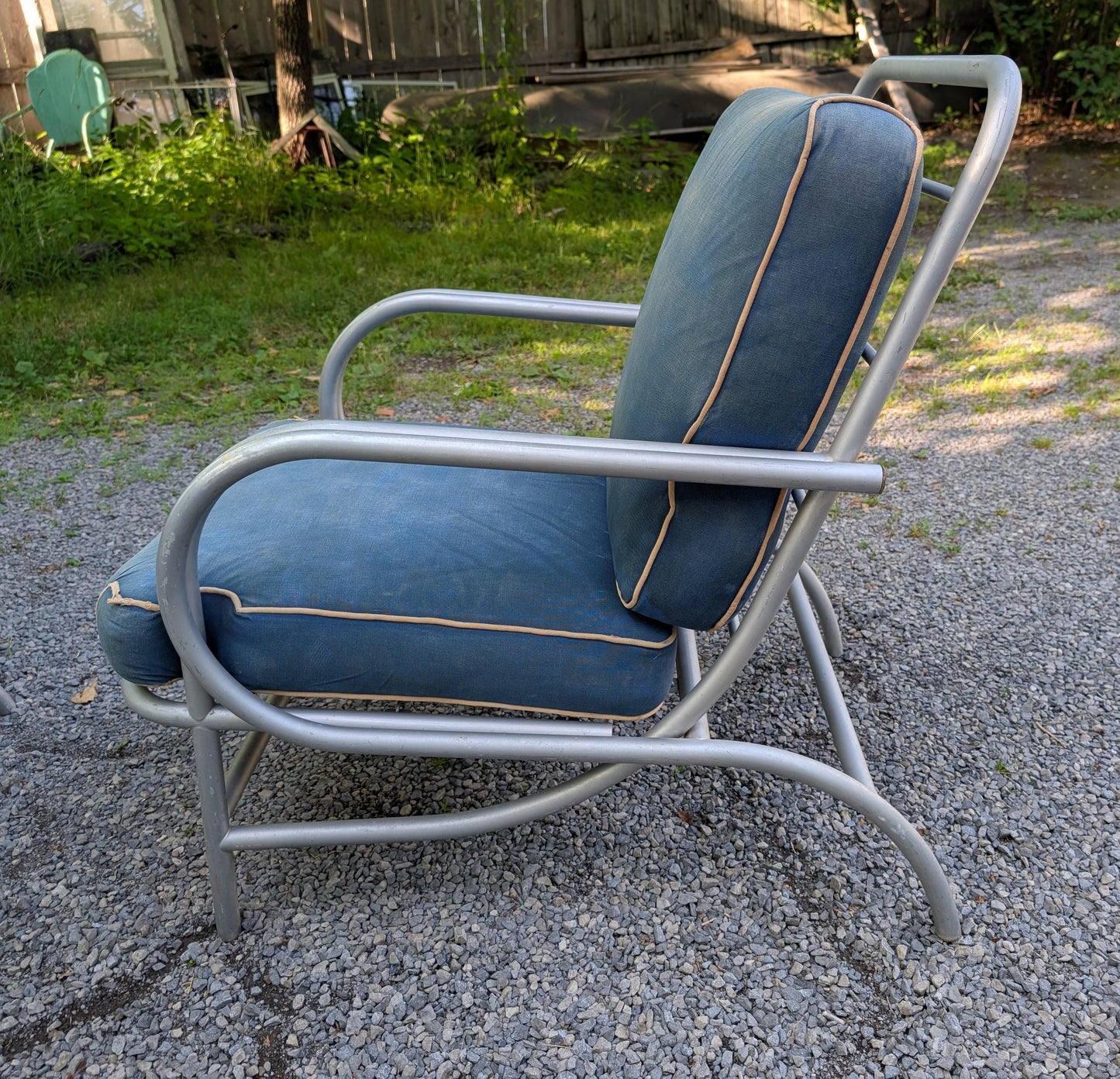 Frisman Vintage A Set Of Four Modernist Armchairs ca' 1950's Aluminum For Patio/Garden