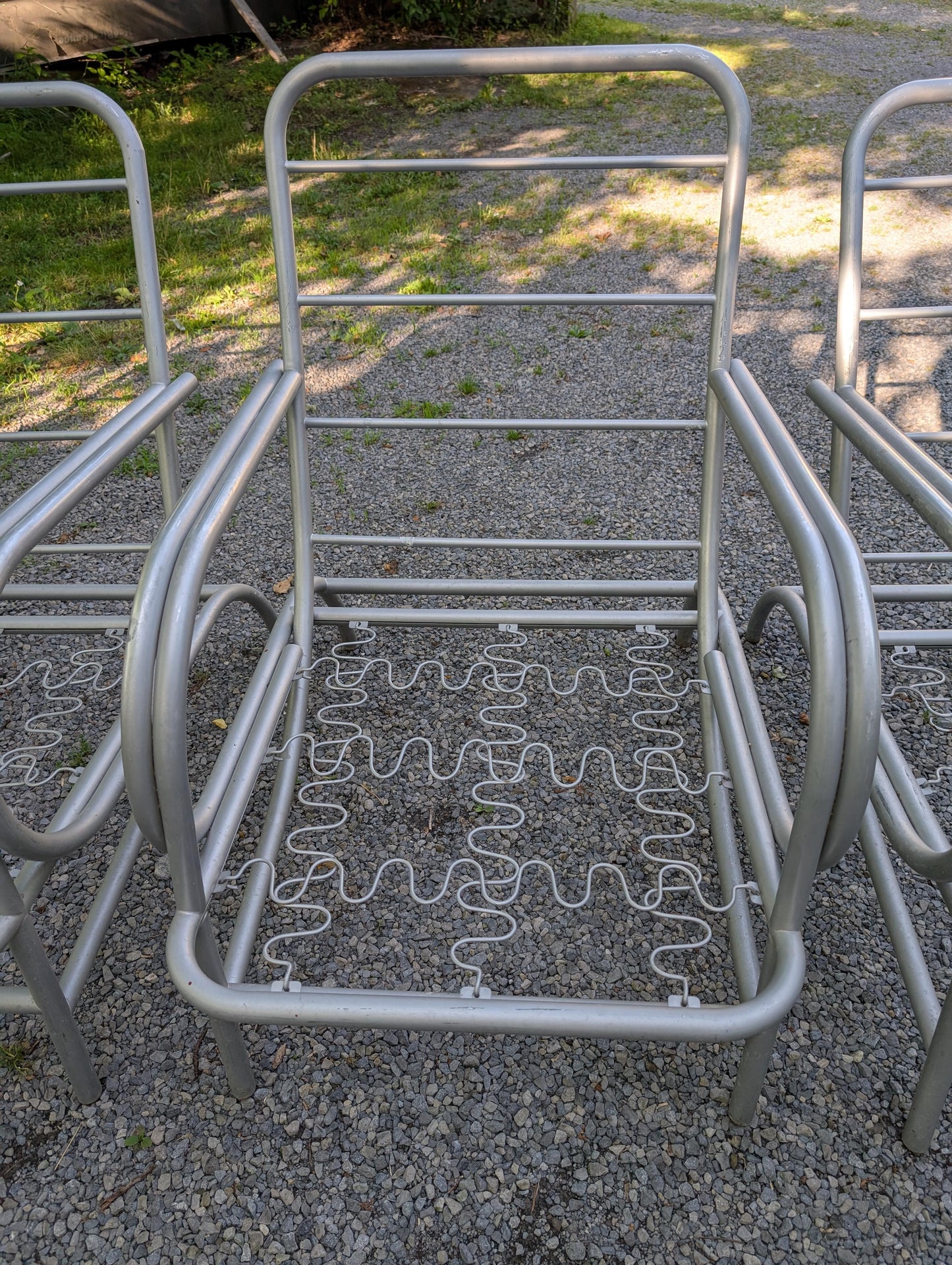 Frisman Vintage A Set Of Four Modernist Armchairs ca' 1950's Aluminum For Patio/Garden