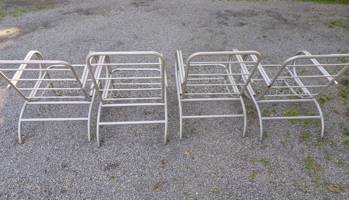 Frisman Vintage A Set Of Four Modernist Armchairs ca' 1950's Aluminum For Patio/Garden